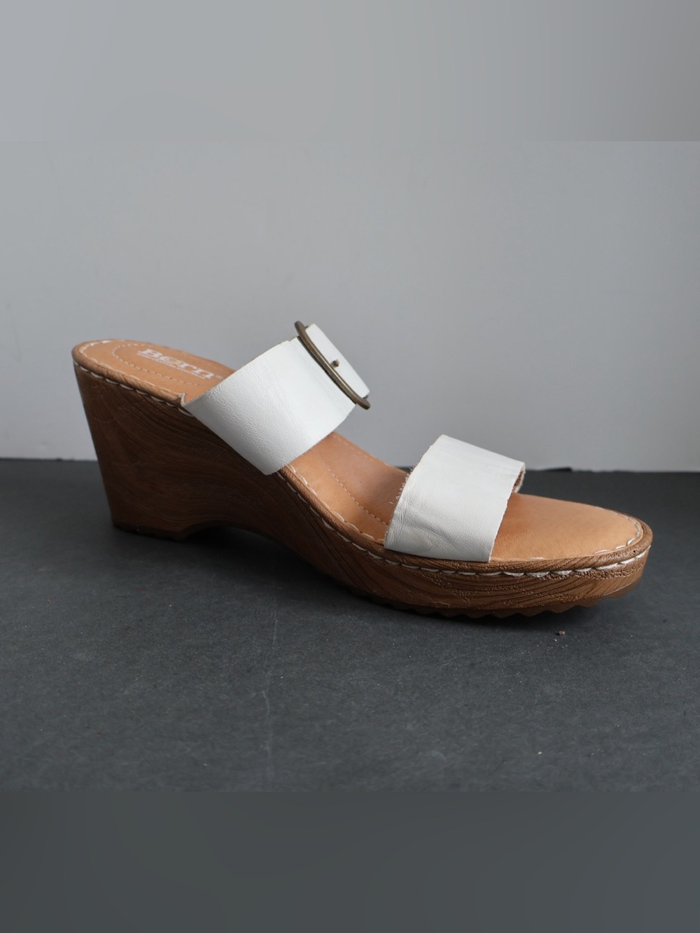 Born Emily White Leather Wedge Sandals Size 8M - Picture 6 of 12